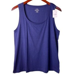 J. CREW Factory NWT Vintage Slub Cotton Tank Top Size Medium in Navy Blue